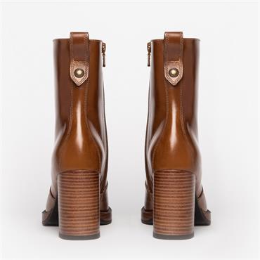NeroGiardini Stacked Heel Ankle Boot - Tan Leather