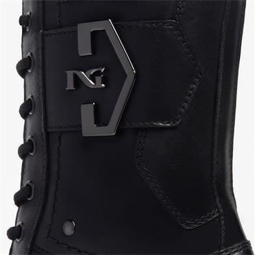 NeroGiardini Block Heel Lace Ankle Boot - Black Leather