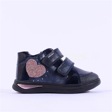 Pablosky Girls Isabel Heart Velcro Boot - Navy Pink