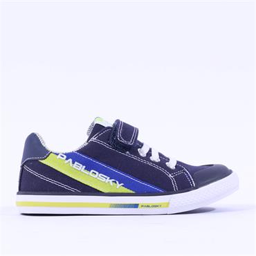 Pablosky Canvas Strap Lace Trainer - Navy Yellow