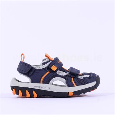 Pablosky Boys Goma Velcro Sandal - Navy Orange
