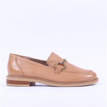 Paul Green Wood Trim Sole Link Loafer - Camel Leather