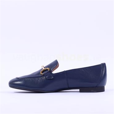 Paul Green Slip On Buckle Detail Loafer - Navy Leather