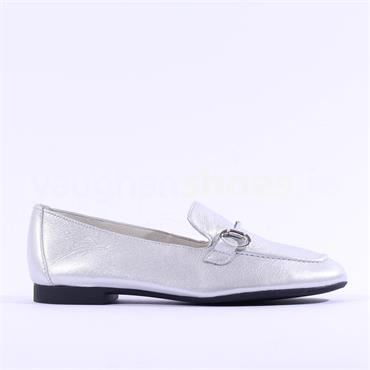 Paul Green Slip On Buckle Detail Loafer - Silver Leather