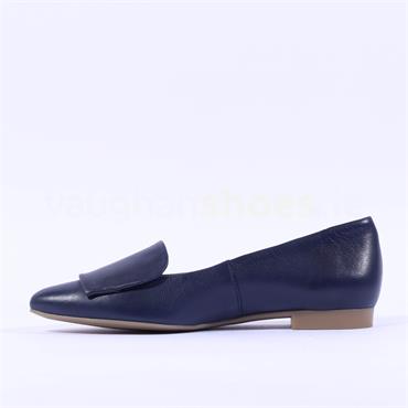 Paul Green Slip On Square Detail Loafer - Navy Leather