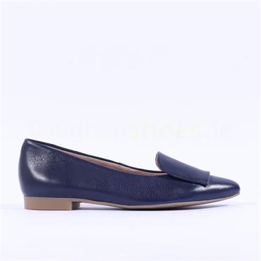 Paul Green Slip On Square Detail Loafer - Navy Leather