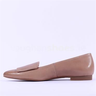 Paul Green Slip On Square Detail Loafer - Nude Leather