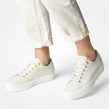 Paul Green Platform Laced Eyelet Trainer - Ivory Leather