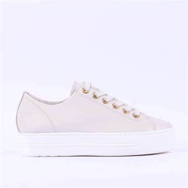 Paul Green Platform Laced Eyelet Trainer - Ivory Leather