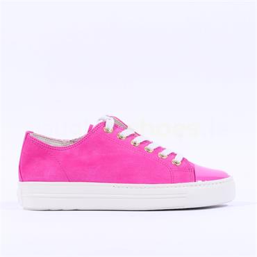 Paul Green Patent Toe Cap Laced Trainer - Pink Suede