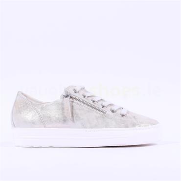 Paul Green Side Zip Lace Trainer - Light Gold