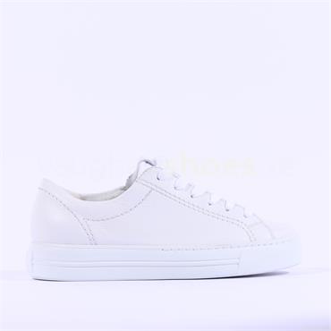 Paul Green Internal Zip Lace Trainer - White Leather
