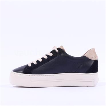 Paul Green Side Panel Laced Trainer - Black Leather