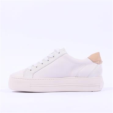 Paul Green Side Panel Laced Trainer - Ivory Leather