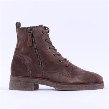 Paul Green Crepe Sole Lace Zip Boot - Earth Suede