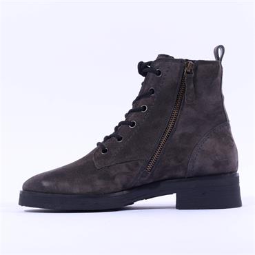 Paul Green Crepe Sole Lace Zip Boot - Grey Suede