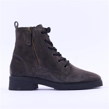 Paul Green Crepe Sole Lace Zip Boot - Grey Suede