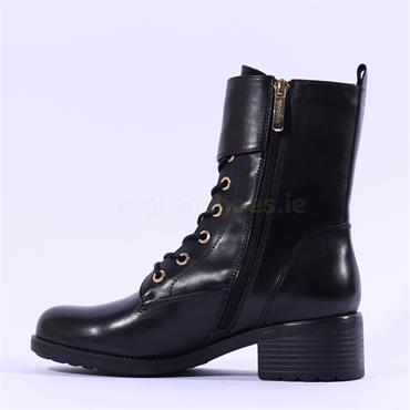 Regarde Le Ciel Side Zip Lace Boot Emily - Black Leather