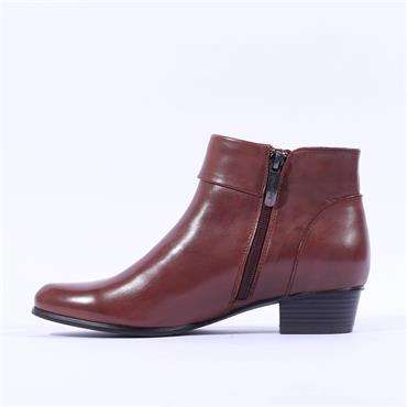 Regarde Le Ciel Side Zip Fold Cuff Boot - Cognac Leather