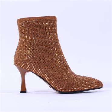 Una Healy Jumpin Diamante Ankle Boot - Tan Gold