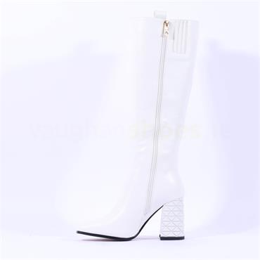 Una Healy My Attic Block Heel Long Boot - White