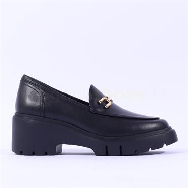 Unisa Jazz Chunky Sole Buckle Loafer - Black Gold Leather