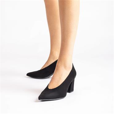Unisa Kramp Pointed Toe Flared High Heel - Black Suede