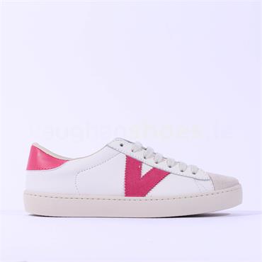 Victoria Berlin V Laced Two Tone Trainer - White Pink Leather