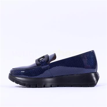 Wonders Slip On Infinity Link Wedge - Navy Croc Combi