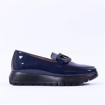 Wonders Slip On Infinity Link Wedge - Navy Croc Combi