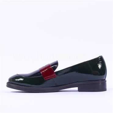 Wonders Classic Slip On Patent Loafer - Green Navy Burgundy