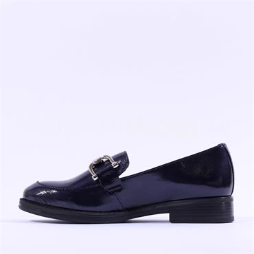 Wonders Slip On Metal Buckle Loafer - Navy Patent