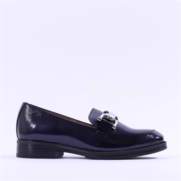 Wonders Slip On Metal Buckle Loafer - Navy Patent