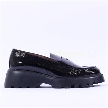 Wonders Chunky Sole Slip On Loafer - Black Patent