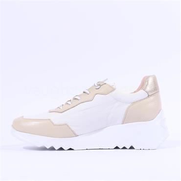 Wonders Kyoto Bungee Lace W Trainer - White Nude Leather