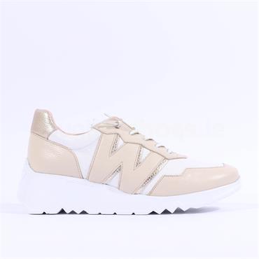 Wonders Kyoto Bungee Lace W Trainer - White Nude Leather