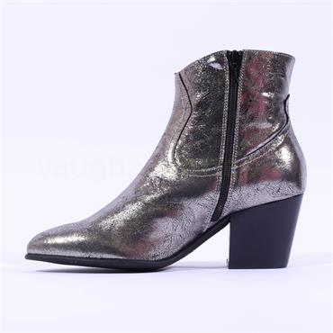 Wonders Block Heel Western Ankle Boot - Silver Metallic